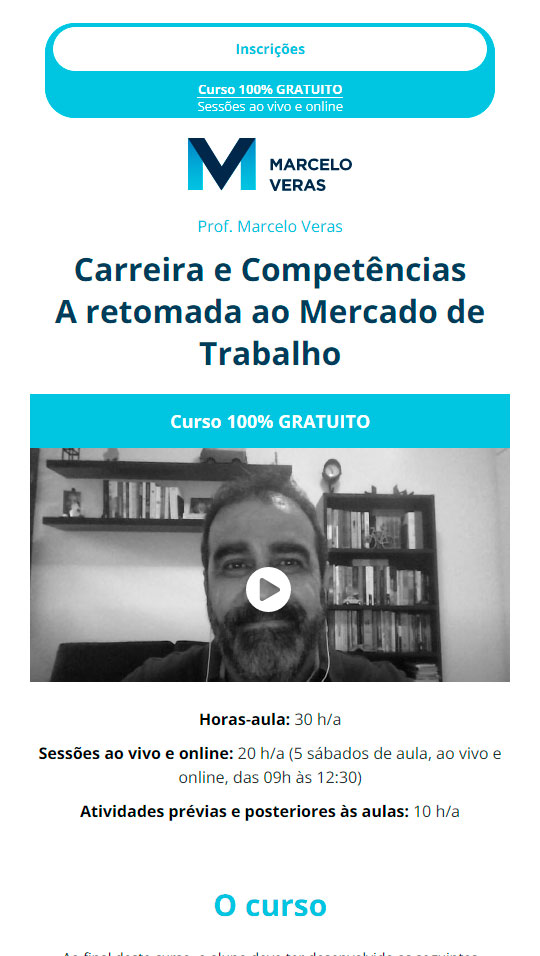 Site Mobile Marcelo Veras – Curso Gratuito – Carreira e Competências